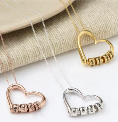 BondBeads personalized gold open-heart name bead necklace